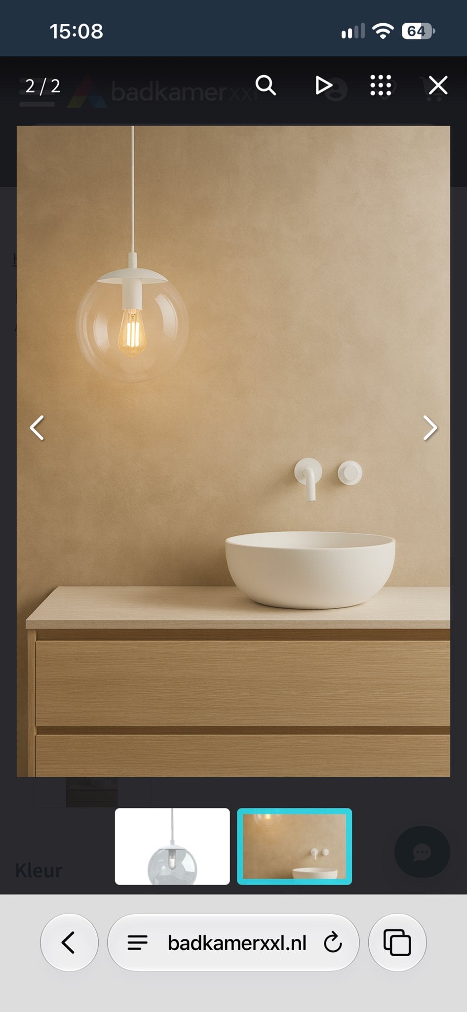 Nieuwe Ink Crystal Badkamer Hanglamp - Wit Bol Glas, Ophalen of Verzenden, Nieuw, Glas