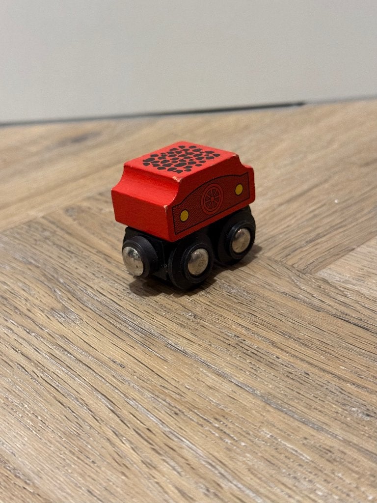 Heel goed rood Brio houten trein vintage kolen wagon 33644, Ophalen of Verzenden, Zo goed als nieuw
