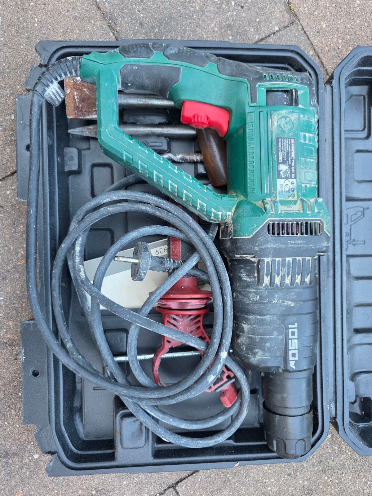 Parkside Boorhamer 1050W met accessoires en koffer, Ophalen, Boor- en/of Breekhamer, Klopboormechanisme, Gebruikt