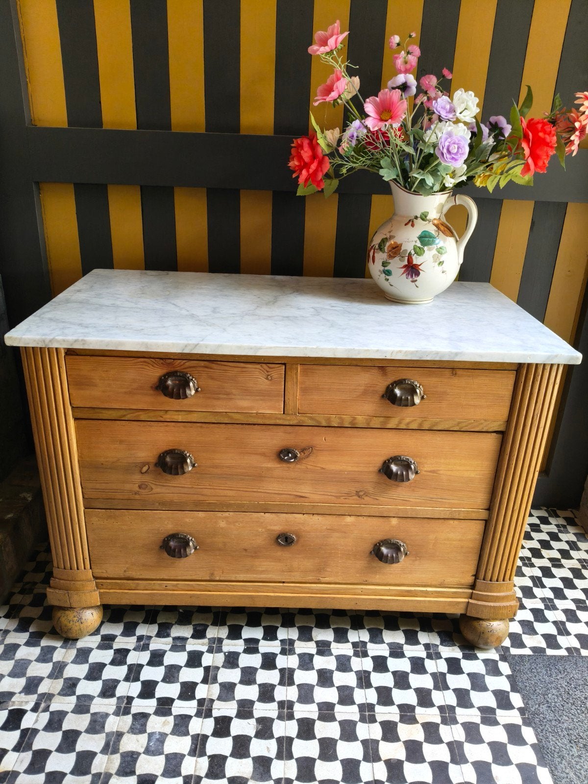 Antiek grenen ladekast, dressoir, Huis en Inrichting, Kasten | Ladekasten, Gebruikt, Minder dan 100 cm, 25 tot 50 cm, Ophalen