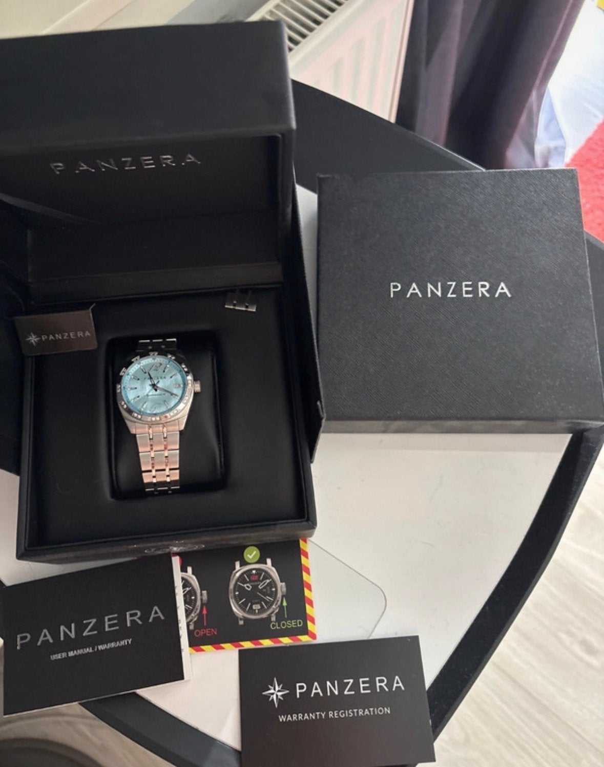 Panzera polshorloge met strass, zo goed als nieuw, Staal, Polshorloge, Zo goed als nieuw, Met strass