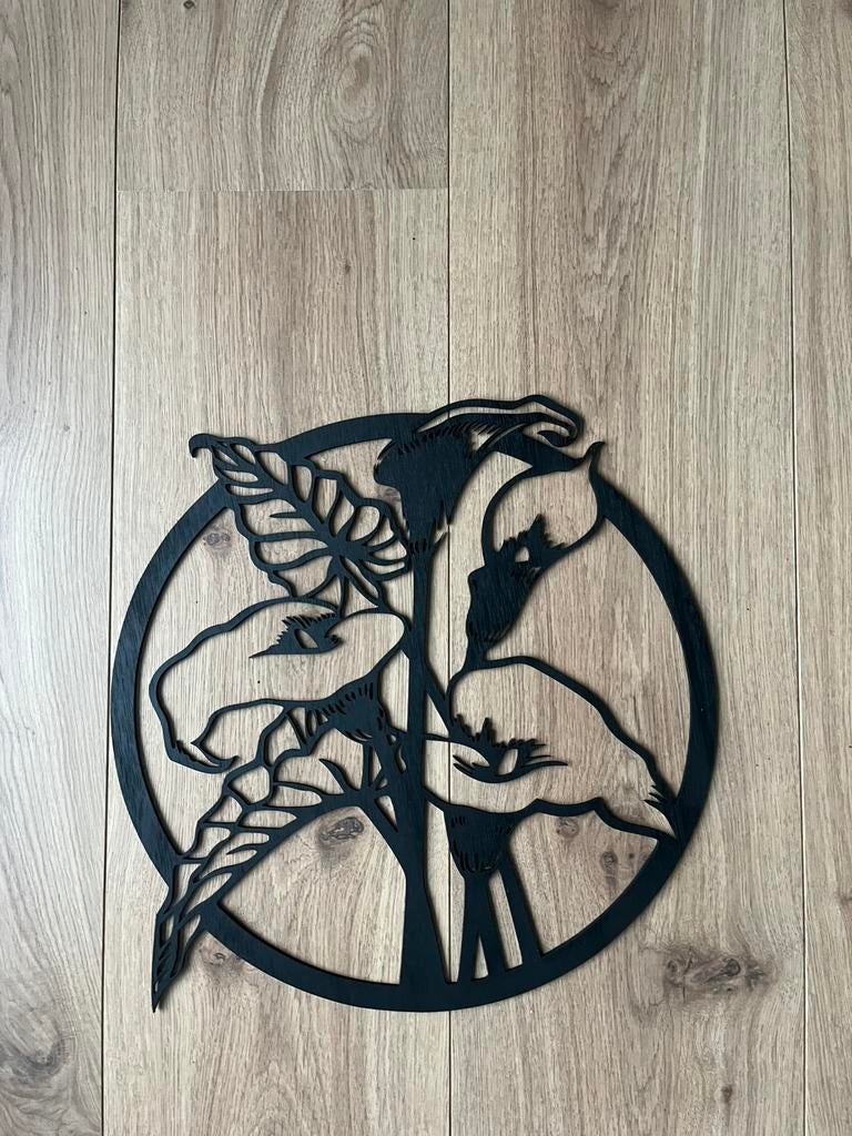 Wanddecoratie hout bloem cirkel, Ophalen of Verzenden