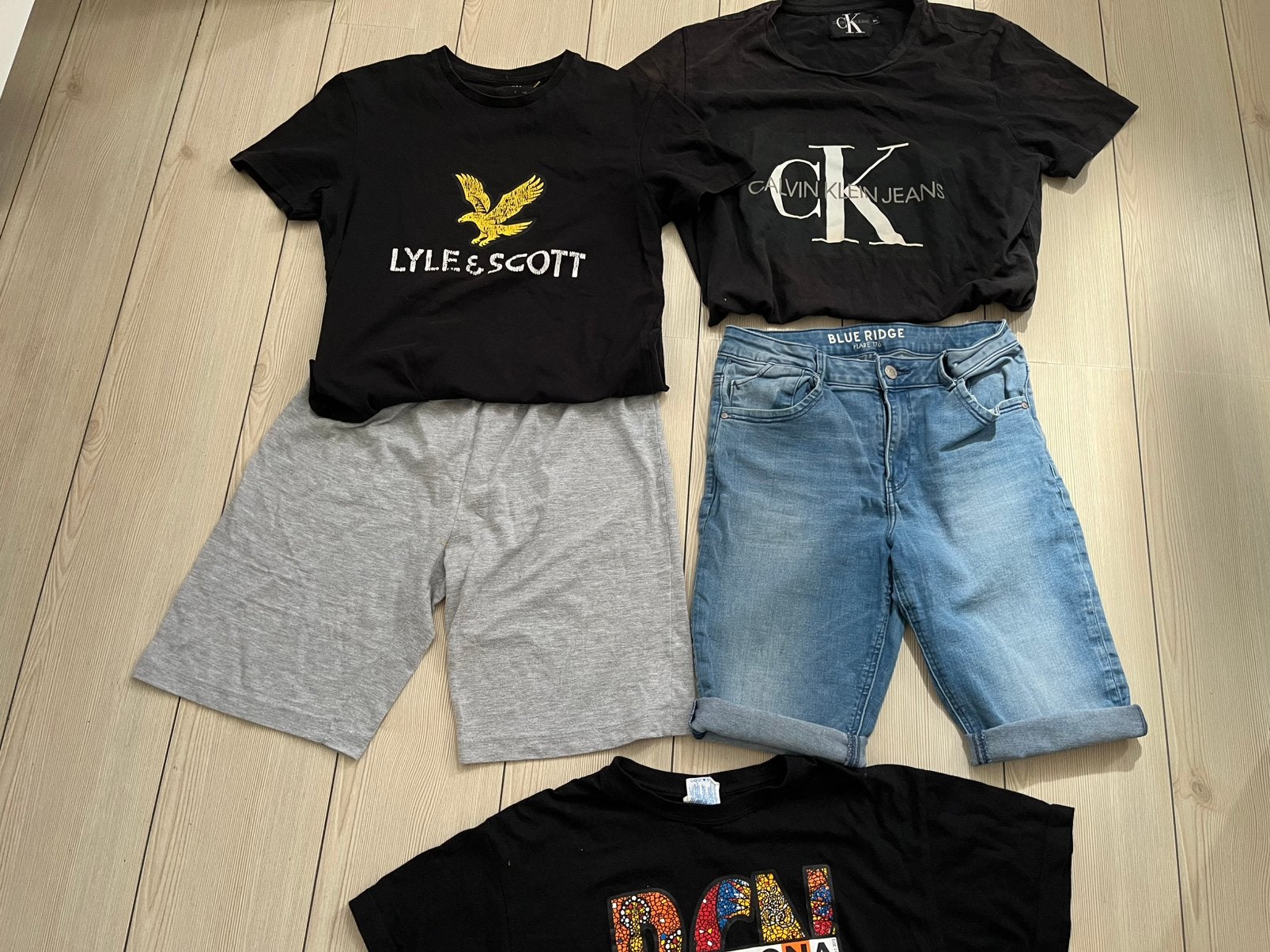 170 176 korte broek jongens blauw lyle scott shirt zwart, Ophalen of Verzenden, Gebruikt, Maat 170