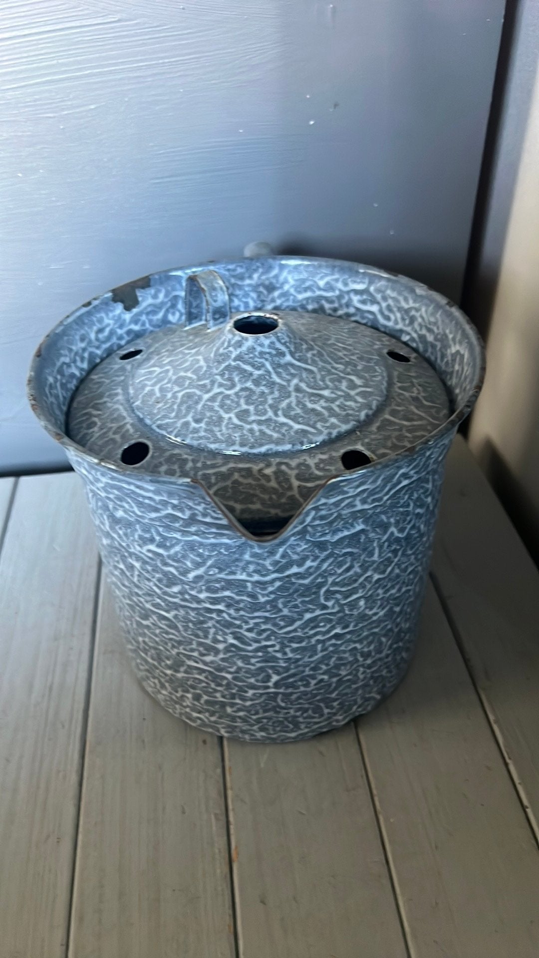 Melkkoker emaille grijs gewolkt, Ophalen of Verzenden
