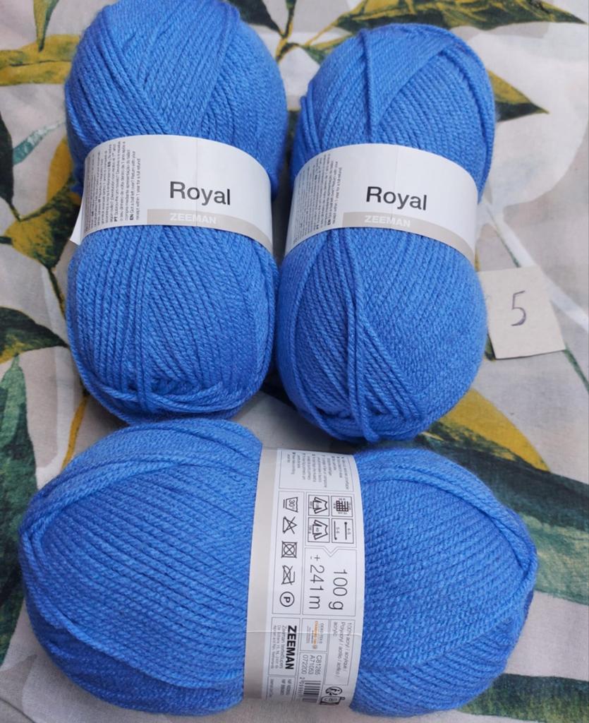 3 bollen wol licht blauw (Royal), Ophalen of Verzenden, Nieuw, Breien of Haken, Wol of Garen