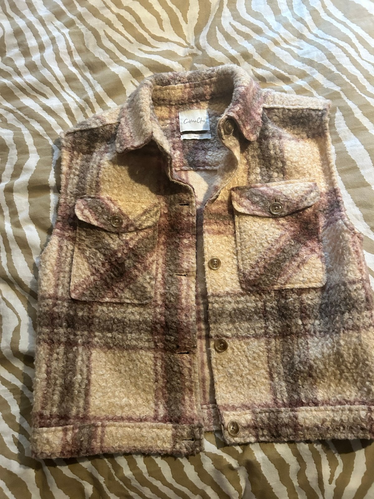 Cotton Club geruit teddy gilet XS/S, Kleding | Dames, Bodywarmers, Ophalen of Verzenden, Zo goed als nieuw, Maat 34 (XS) of kleiner