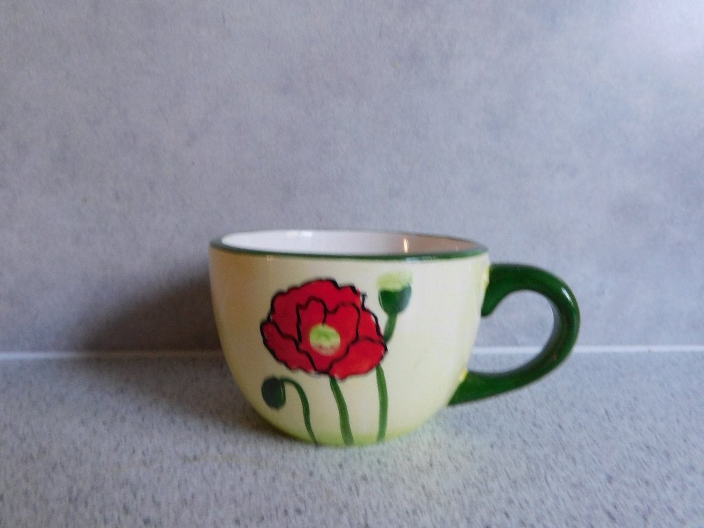 Kopje Klaproos Handpainted, Overige merken, Ophalen of Verzenden, Zo goed als nieuw, Overige stijlen