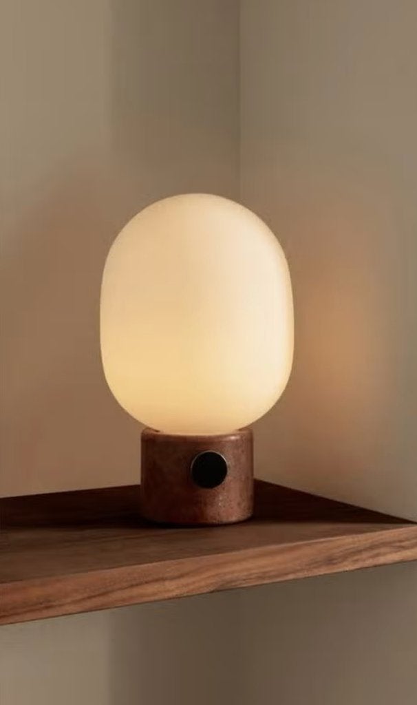 Designer Tafellamp met Natuursteen, Overige merken, 32 cm, Sfeerlamp, Rood