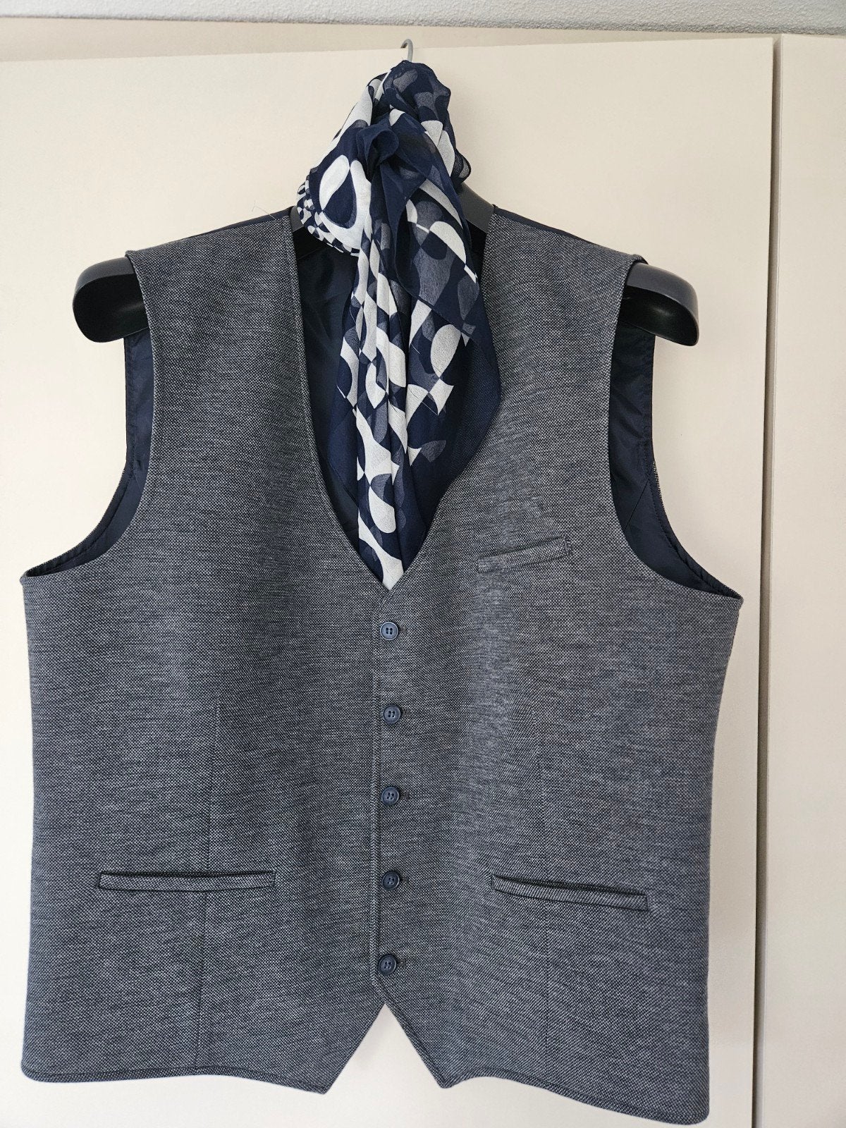 Gilet xl/56 denim blue €29.95, Gilet, Verzenden, Blauw, Maat 56/58 (XL)