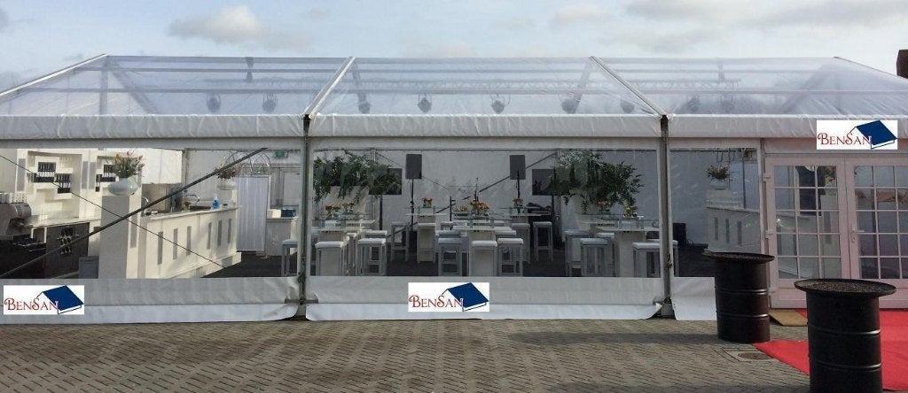 tent 10 mtr breed transparant wit evenementen bensan enter, Ophalen, Zo goed als nieuw, Overige
