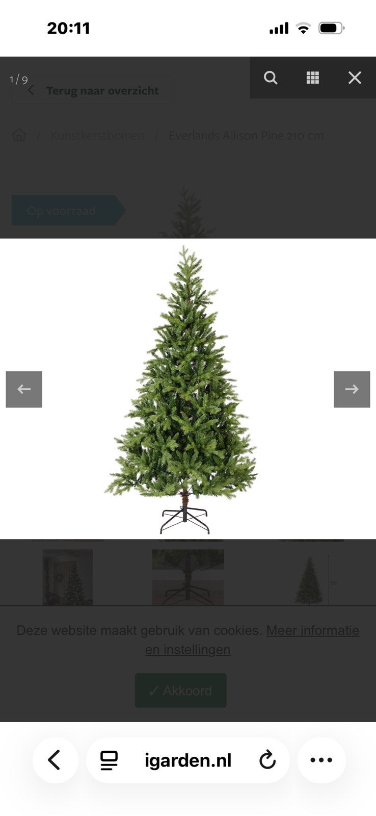 Everlands Allison pine kunstboom, Diversen, Kerst, Ophalen, Zo goed als nieuw