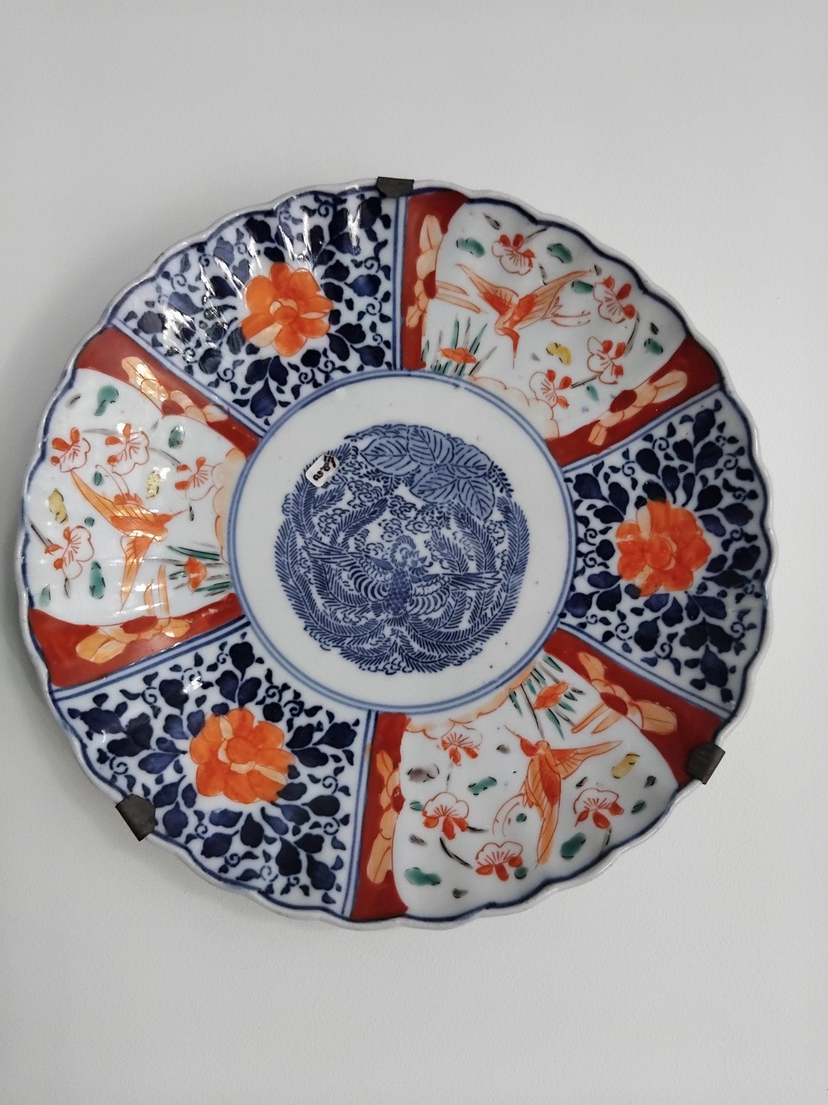 Antiek Japans Imari Porseleinen Schotel met Vogeldecor, Ophalen of Verzenden
