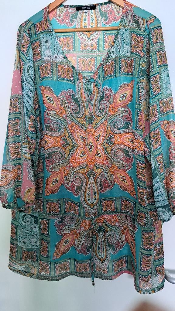 Z 42 Moderne voile tuniek 3/4 mouw Paprika 2 46, Kleding | Dames, Maat 46/48 (XL) of groter, Ophalen of Verzenden, Zo goed als nieuw