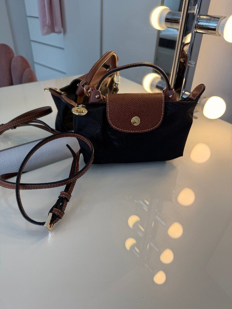 Longchamp Le Pliage mini crossbody tasje zwart, Ophalen of Verzenden, Zo goed als nieuw, Zwart, Schoudertasje