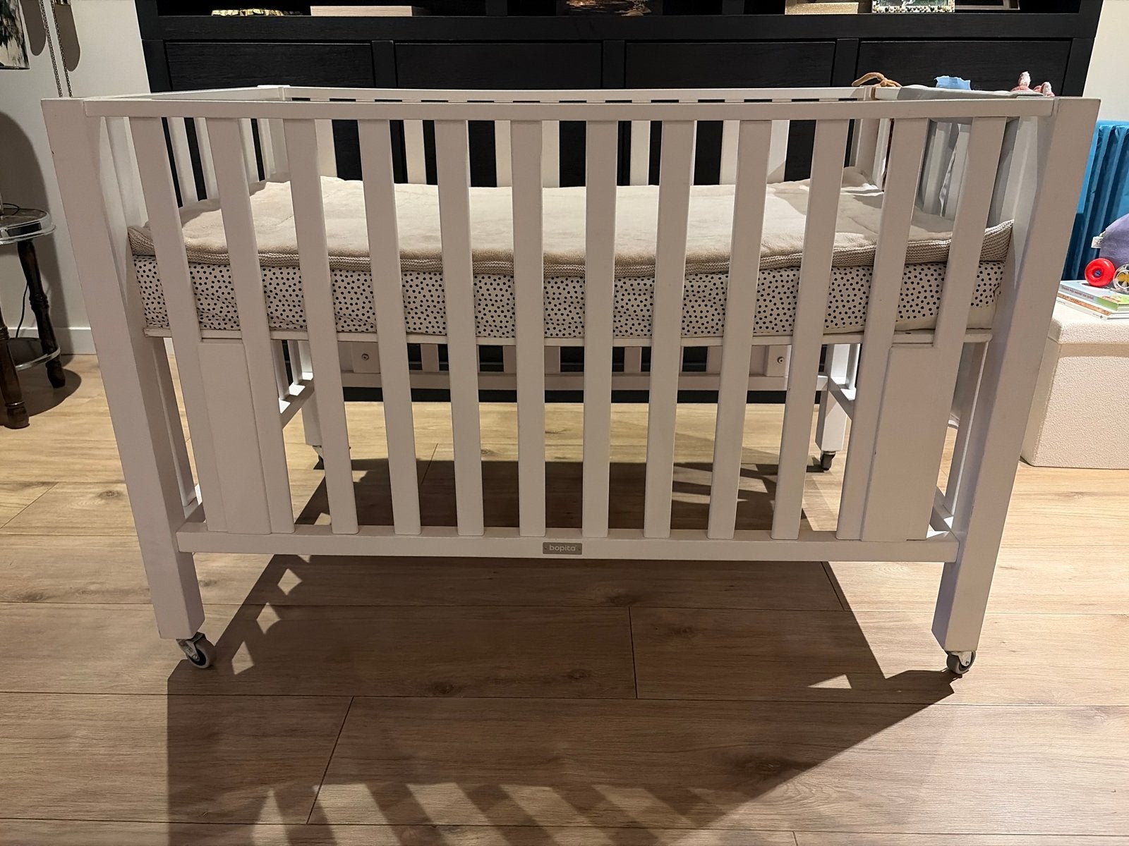 Bopita tweeling box met wieltjes - Wit, Kinderen en Baby's, Boxen, Ophalen, Gebruikt, Rechthoekig, In hoogte verstelbaar