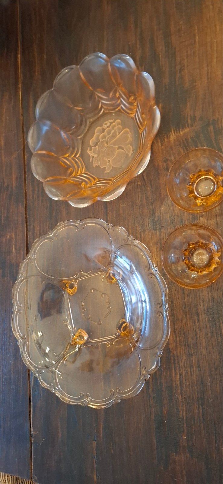 Vintage roze Glazen Schaal Set - Art Deco Stijl, Ophalen of Verzenden