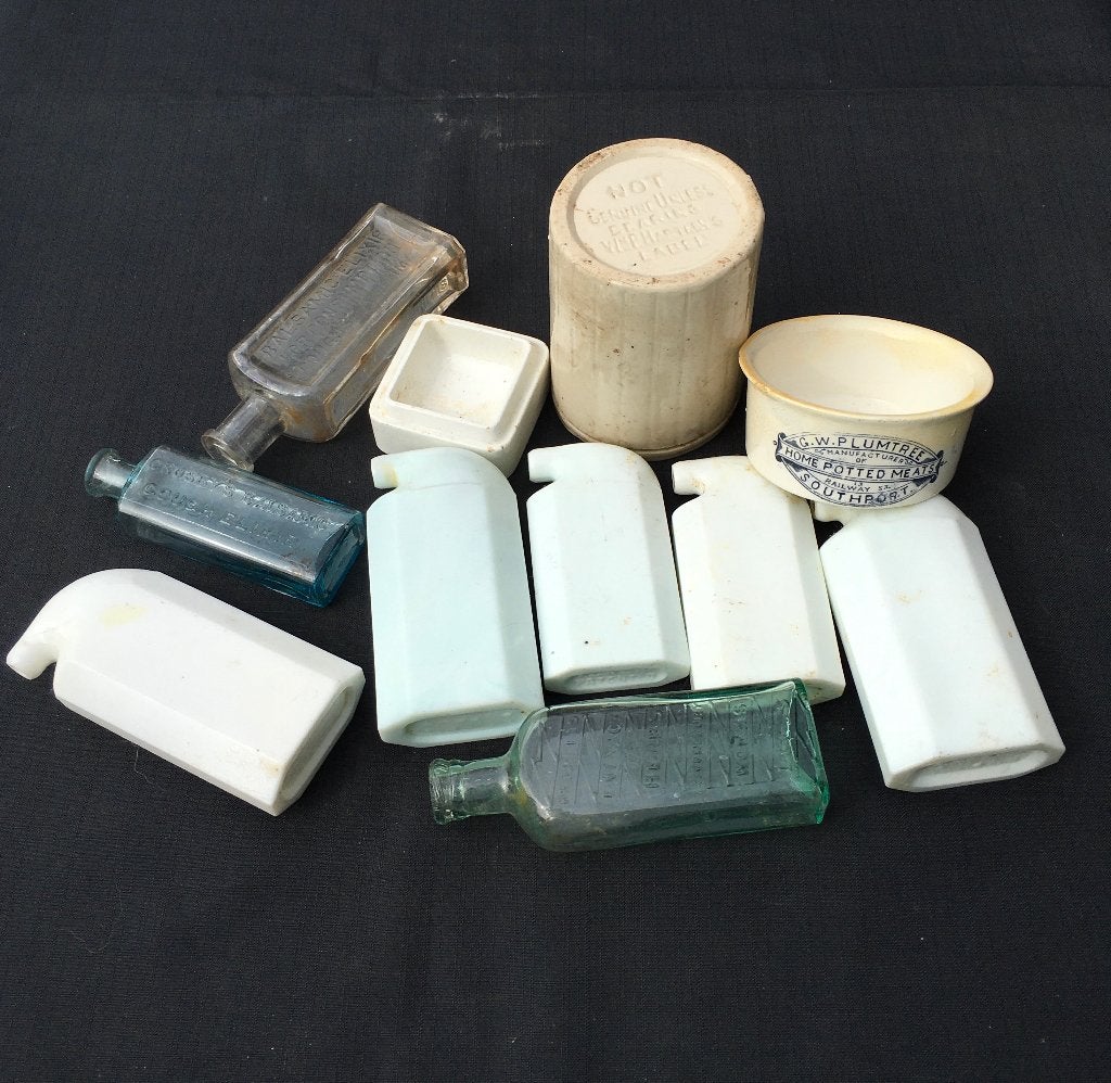 Collectie antieke potjes en flessen apotheker, Ophalen of Verzenden, Gebruikt