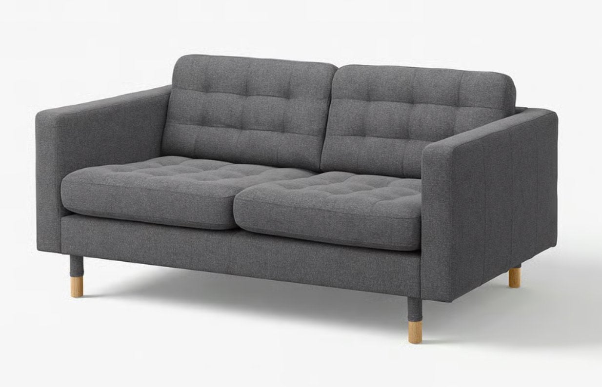 IKEA LANDSKRONA (dark grey/wood) 2-3 persoonsbank, Ophalen, 150 tot 200 cm, Driepersoons, 75 tot 100 cm