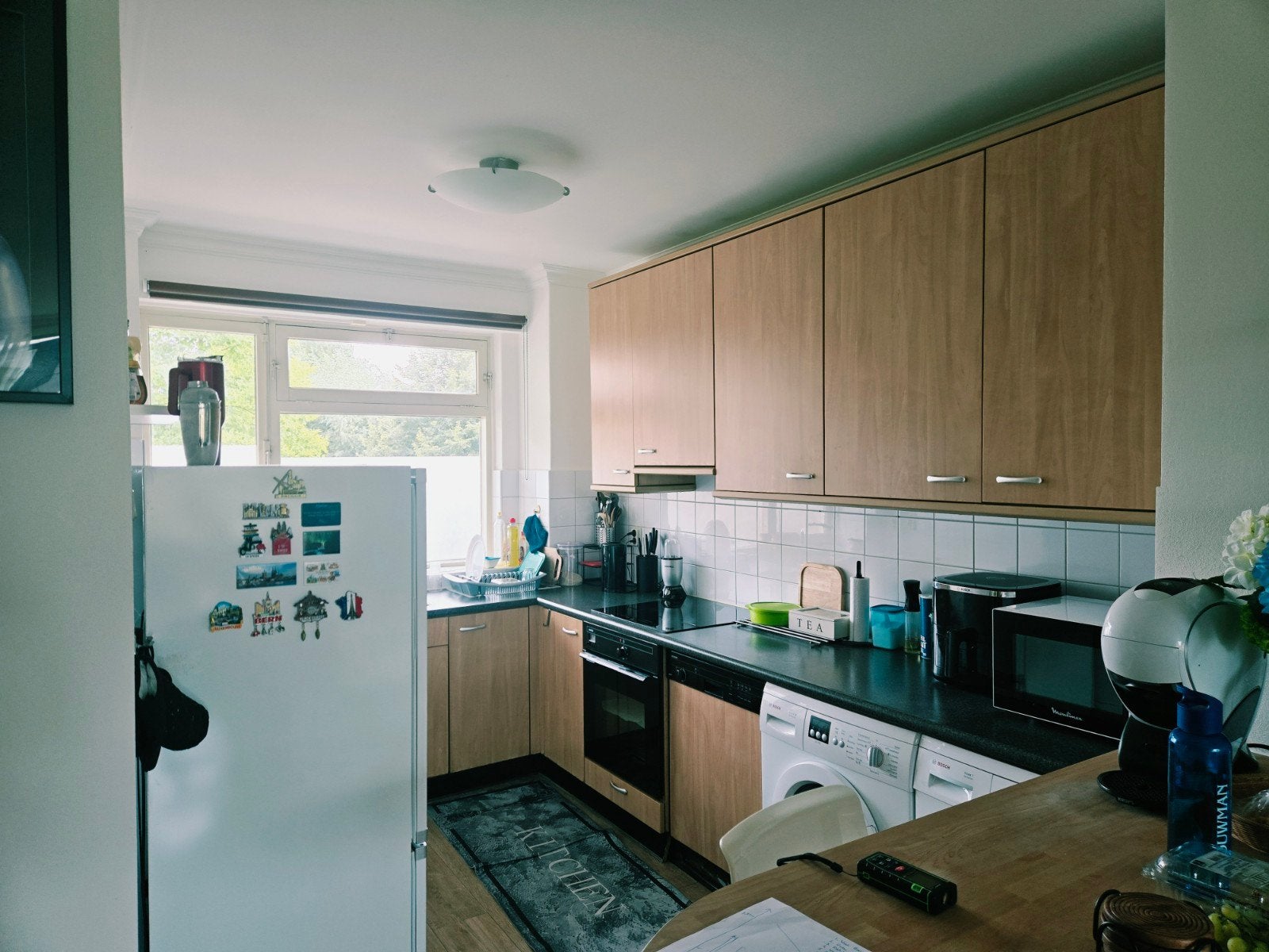 Complete kitchen with appliances and refrigerator, Ophalen, Gebruikt, Bruin, Hoekkeuken