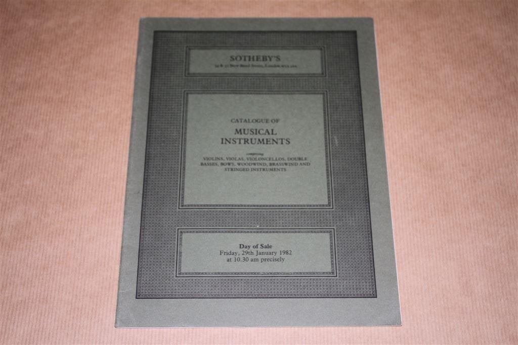 Sotheby catalogus - Muziekinstrumenten Jan 1982 !!, Boeken, Ophalen of Verzenden, Zo goed als nieuw, Artiest