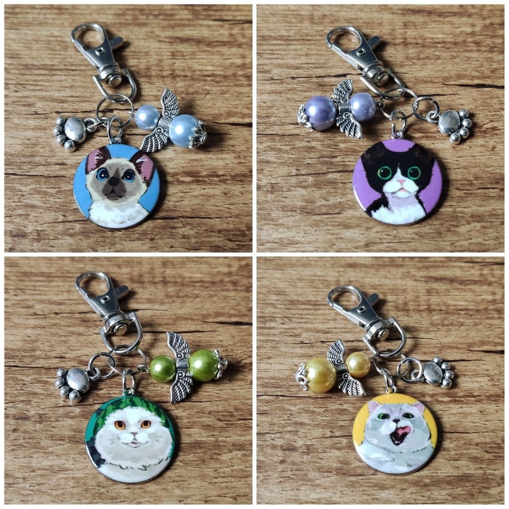 Tas/Sleutelhanger Katten Poezen Cats met beschermengeltje, Verzenden, Nieuw