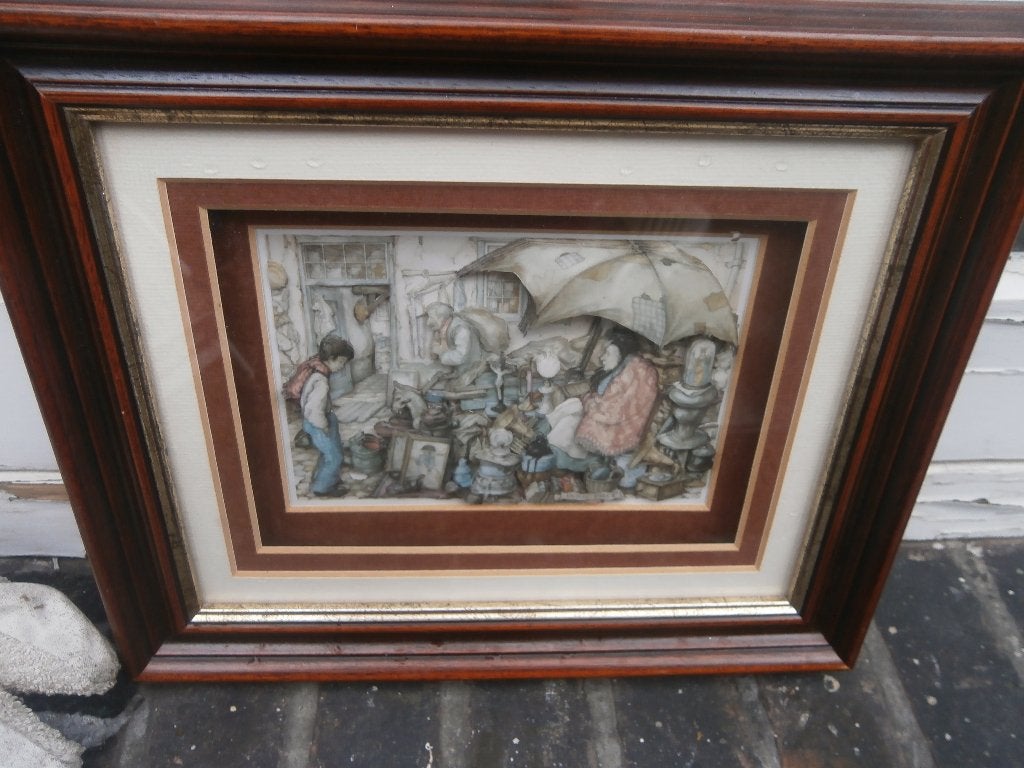 Leuke 3 dimensionale Prent Rommelmarkt Ant. Pieck, Gebruikt, Ophalen of Verzenden, Voor 1940, Prent