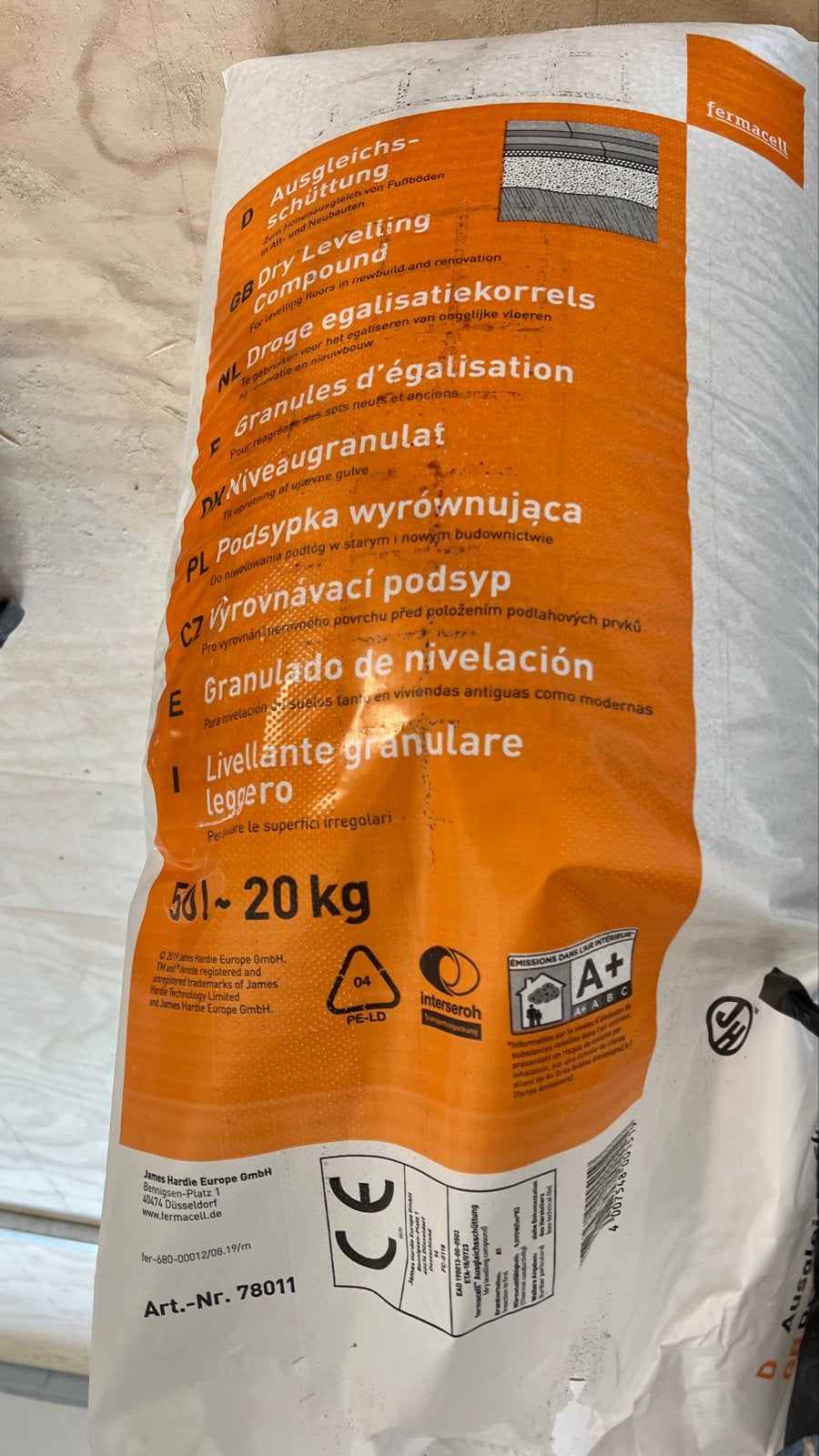 2,2 zakken Fermacell droge egalisatiekorrels 100+L, Ophalen, Overige materialen, 30 cm of meer, 50 tot 150 cm
