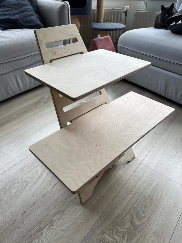 Houten standing desk converter, Ophalen, Zo goed als nieuw