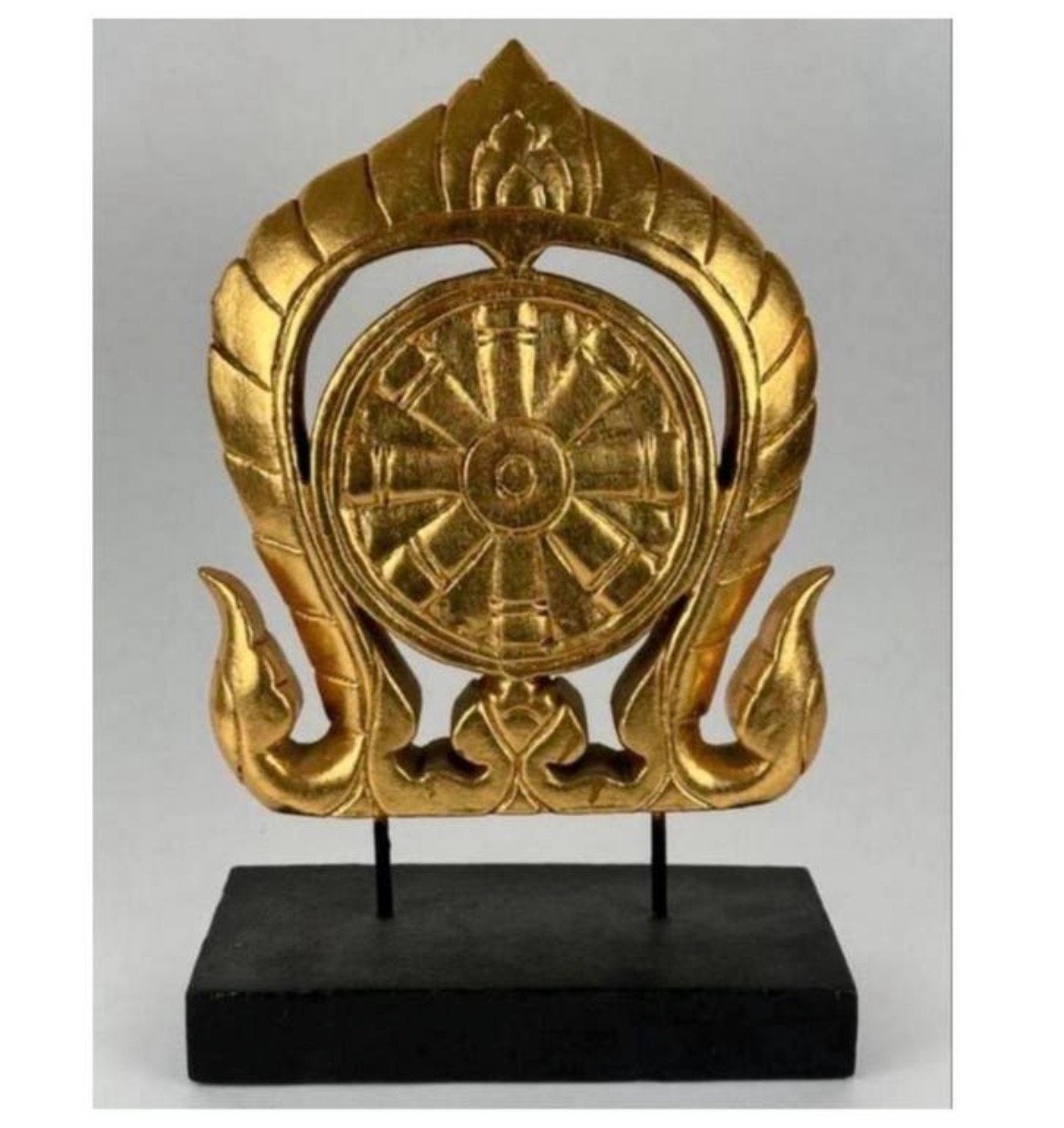 19e eeuw Antiek Thais houtsnijwerk tempelgrenssteen Thailand, Ophalen of Verzenden