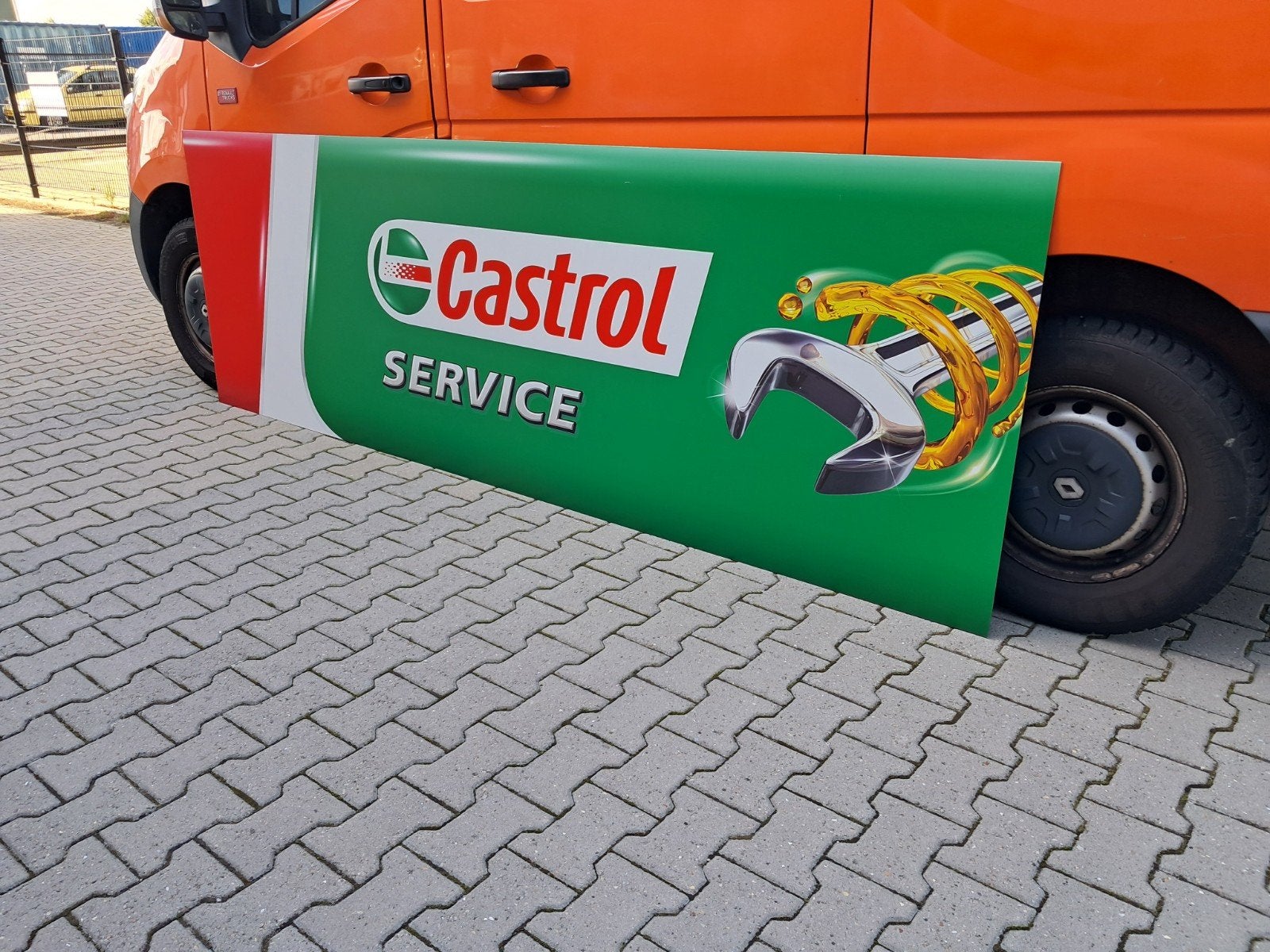 Mooie Castrol reclame plaat, Breedte 300cm hoogte 100cm, Ophalen, Reclamebord, Eu, Eu