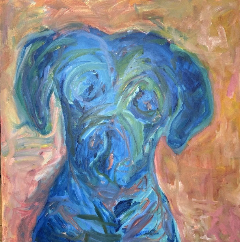 Olieverf Schilderij 140x140, Brutale Hond, Thomas, Ophalen