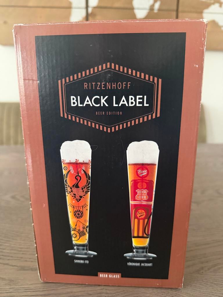 Ritzenhoff Black Label bierglazen met viltjes, Verzamelen, Ophalen of Verzenden, Nieuw, Glas of Glazen, Overige merken