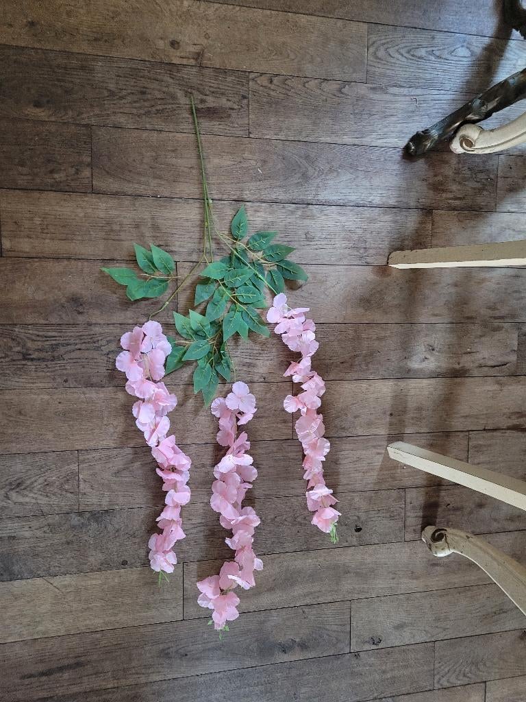 Kunst Wisteria roze per tak 3 bloemen per tak 3.50, Belle Vieille Brocante, Nieuw, Ophalen of Verzenden, Jolandamonsieurs@gmail.com