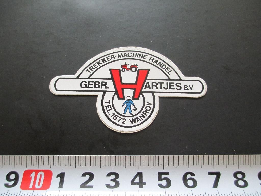 sticker wanroij trekker machine handel GEBR. HARTJES BV, Verzamelen, Stickers, Zo goed als nieuw, Ophalen