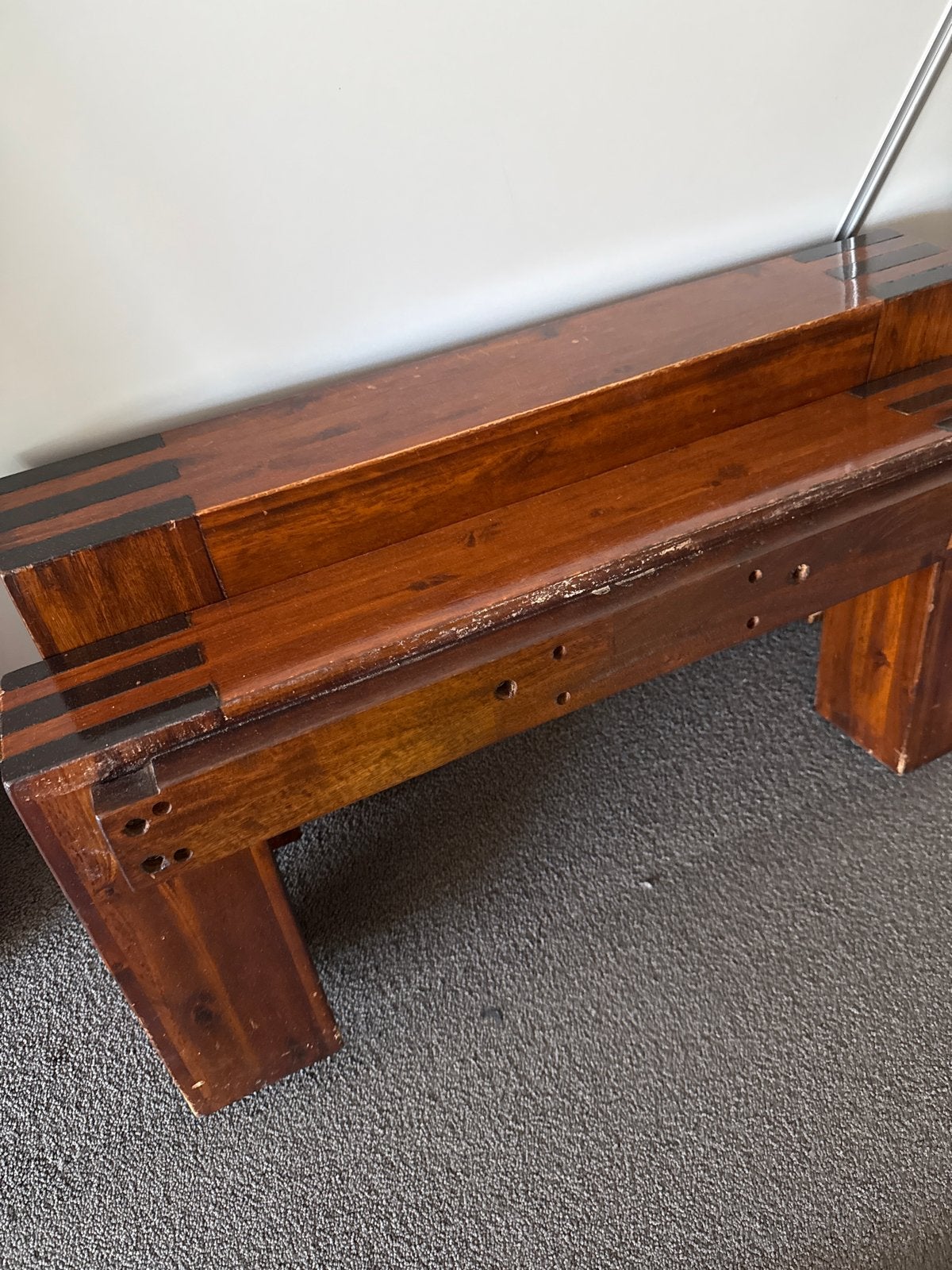Massieve acaciahouten salontafel 160x80cm, Ophalen, Gebruikt, 50 tot 100 cm, 150 tot 200 cm