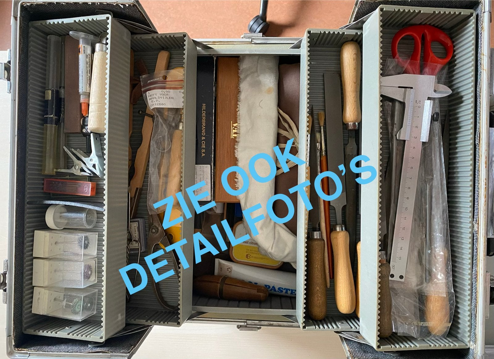 Kist vol gereedschap voor oa edelsmeden, sieraden maken, Doe-het-zelf en Verbouw, Ophalen, Gebruikt