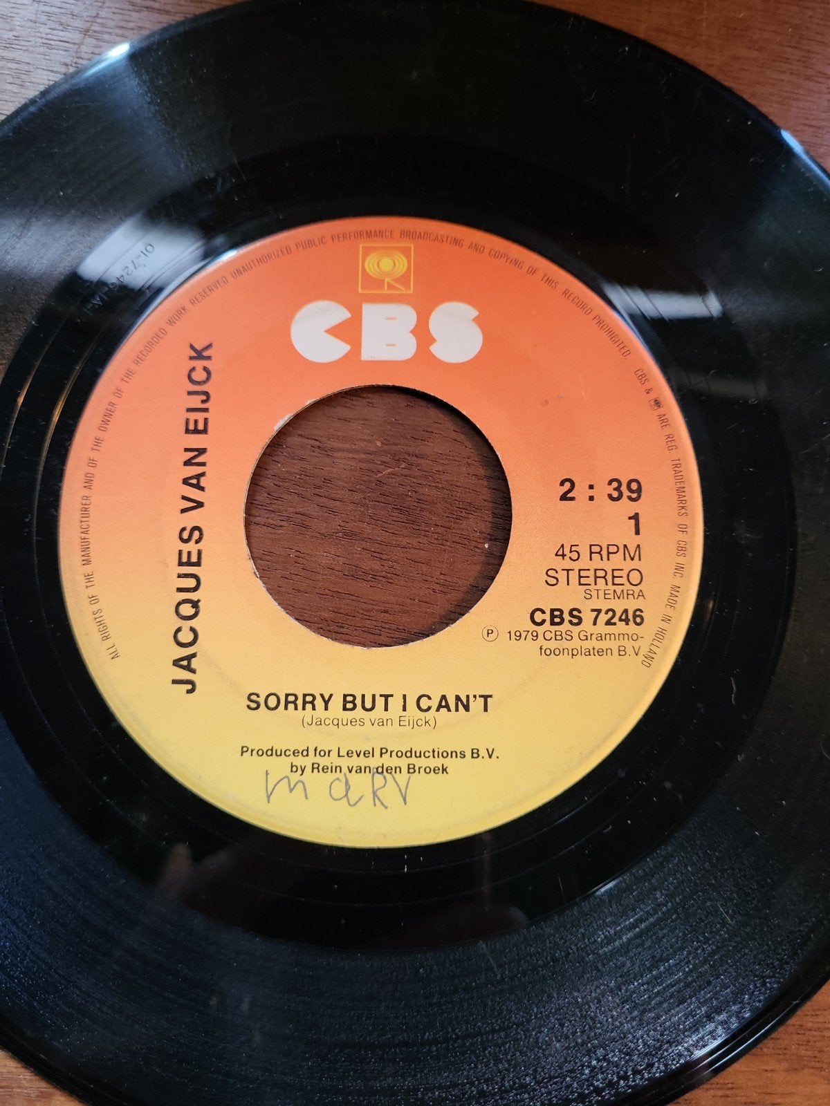 Jacques Van Eijck- Sorry But I Can't (b2), Ophalen of Verzenden, Gebruikt, Pop