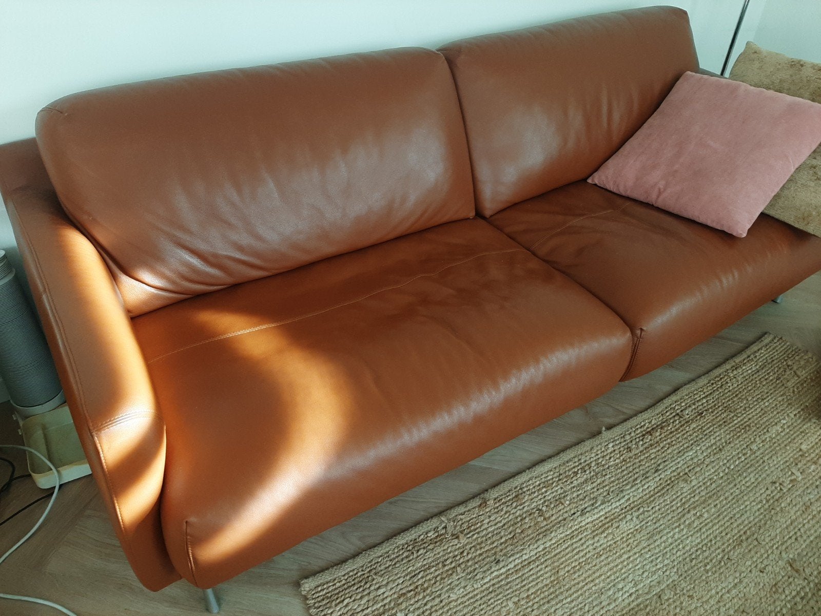 Leolux 3-zitsbank in cognac leder - zo goed als nieuw, Ophalen, Driepersoons, Zo goed als nieuw, Leer