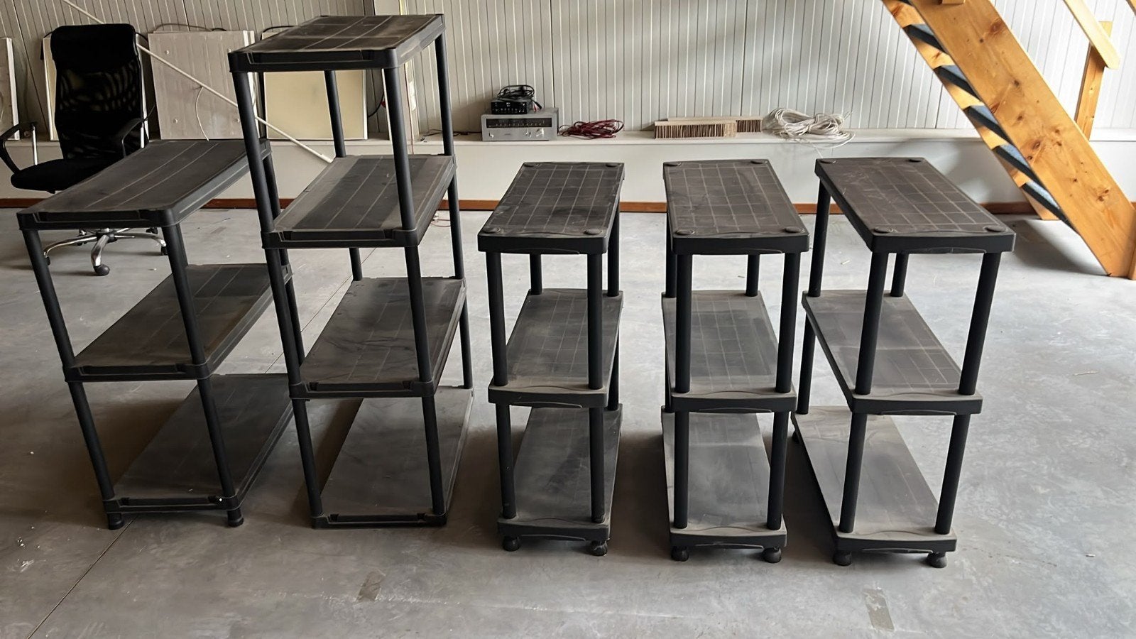 Modulaire kunststof opbergrekken - Zwart, gereedschaploos, Ophalen