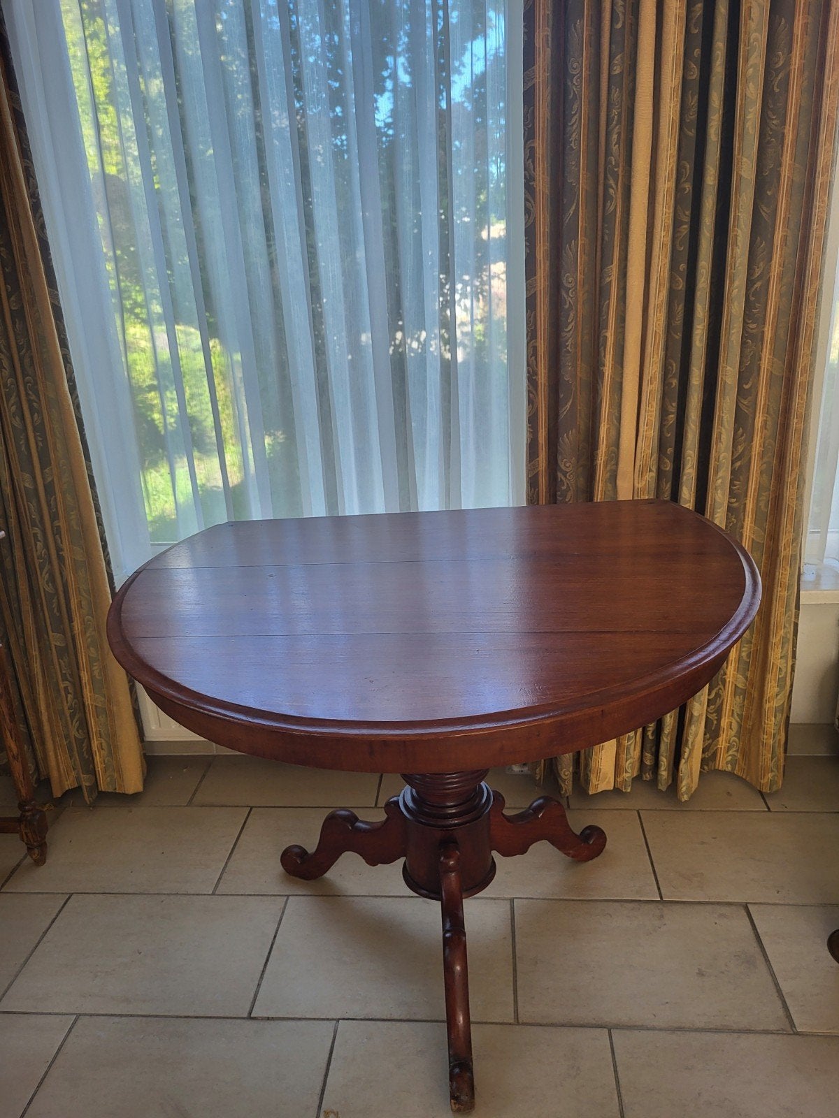 Antieke Mahonie Houten Halve Maan Tafel, Ophalen