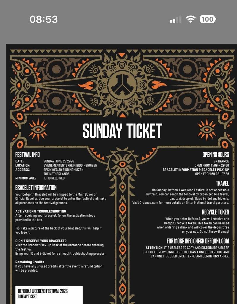 2x Defqon 1 2026 / Zondag tickets, Eén persoon