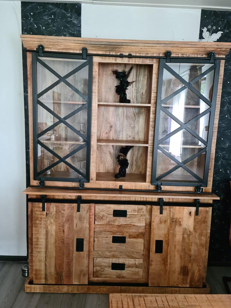 IN PRIJS VERLAAGD! Wandmeubel en complete eethoek zgan, Huis en Inrichting, Stoelen, Zo goed als nieuw, Vijf, Zes of meer stoelen