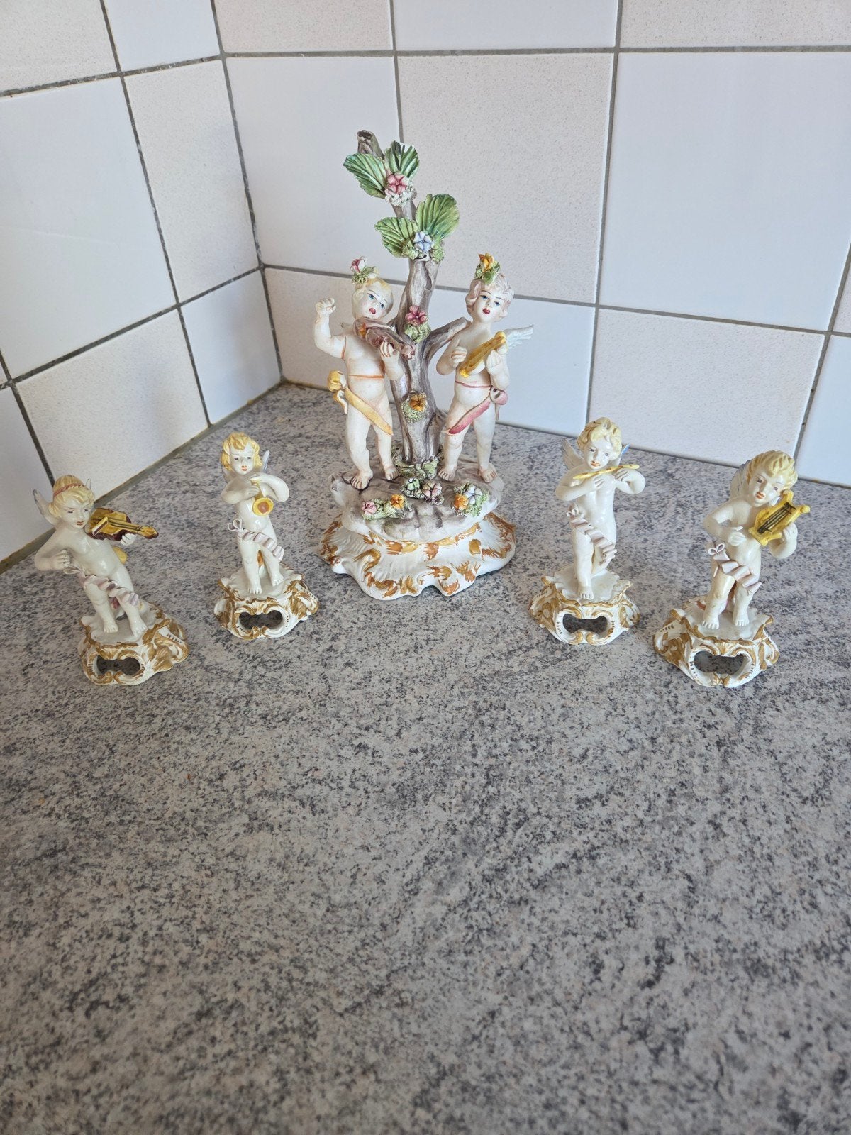 Porseleinen Engeltjes met muziekinstrumenten., Ophalen of Verzenden