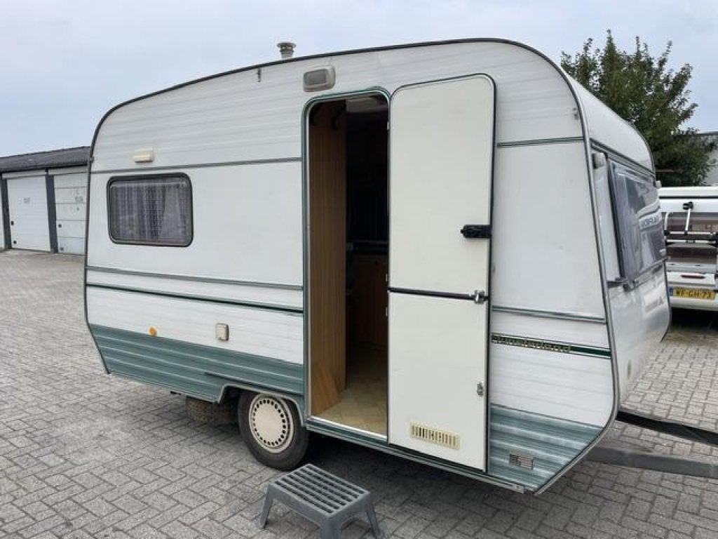 LMC Munsterland 380 1977; 2xzit tent+luifel; frisse retro, Caravans en Kamperen, Overige typen, Schokbreker, Bedrijf, Treinzit