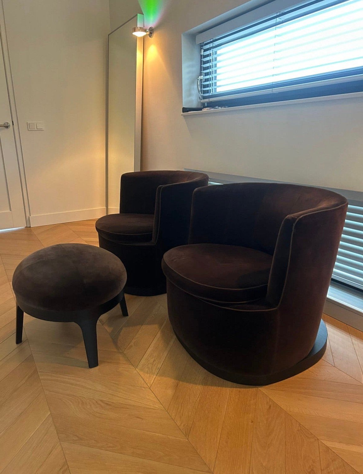 Flexform fauteuils + poef, Ophalen, Zo goed als nieuw, 75 tot 100 cm, 50 tot 75 cm
