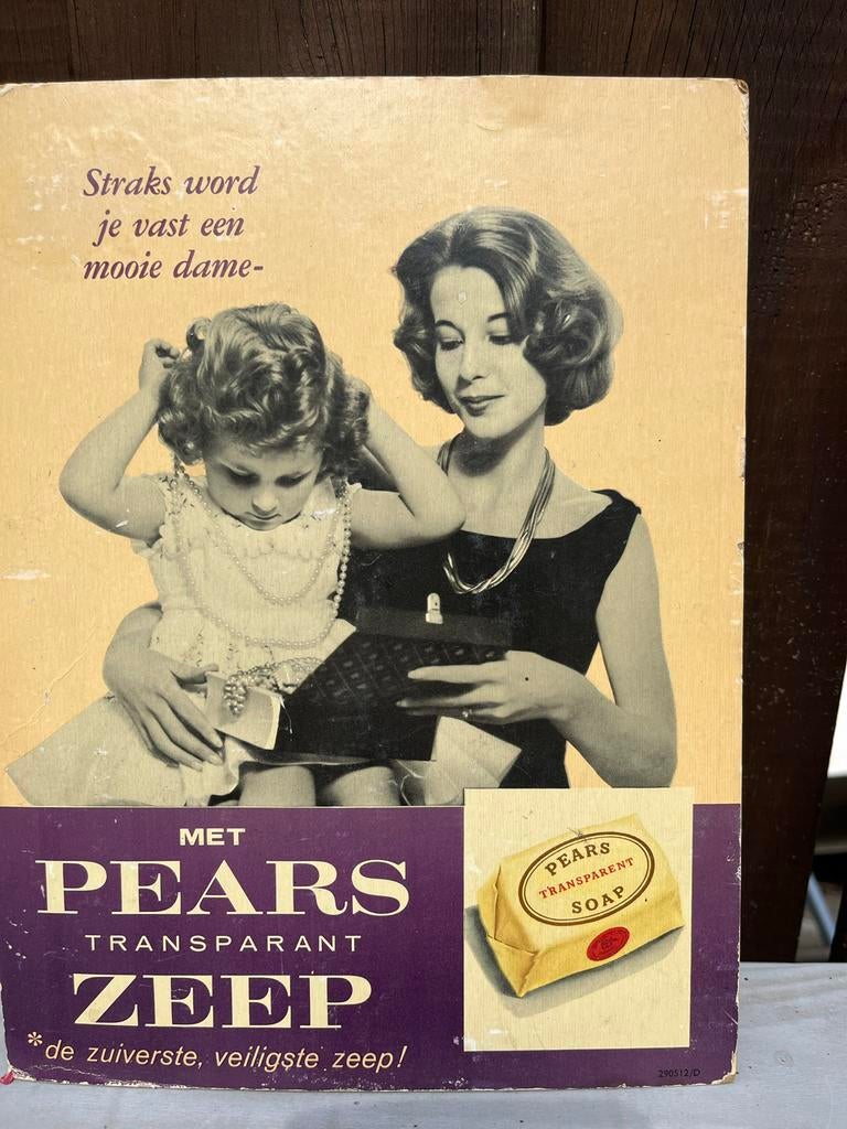 Vintage Pears Transparant Zeep Reclamebord, Ophalen of Verzenden, Zo goed als nieuw, Reclamebord