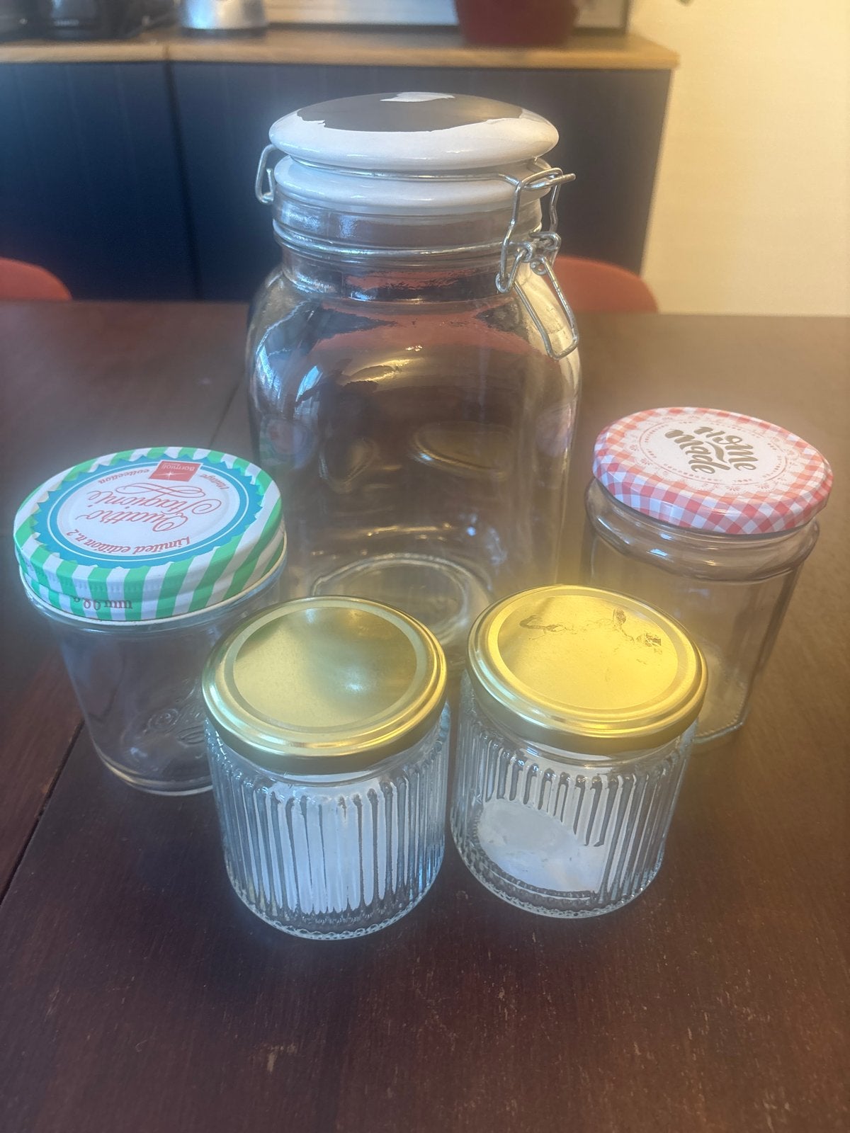 Diverse glazen potten in verschillende maten, Huis en Inrichting, Ophalen, Voorraadpot, Meerkleurig, Glas