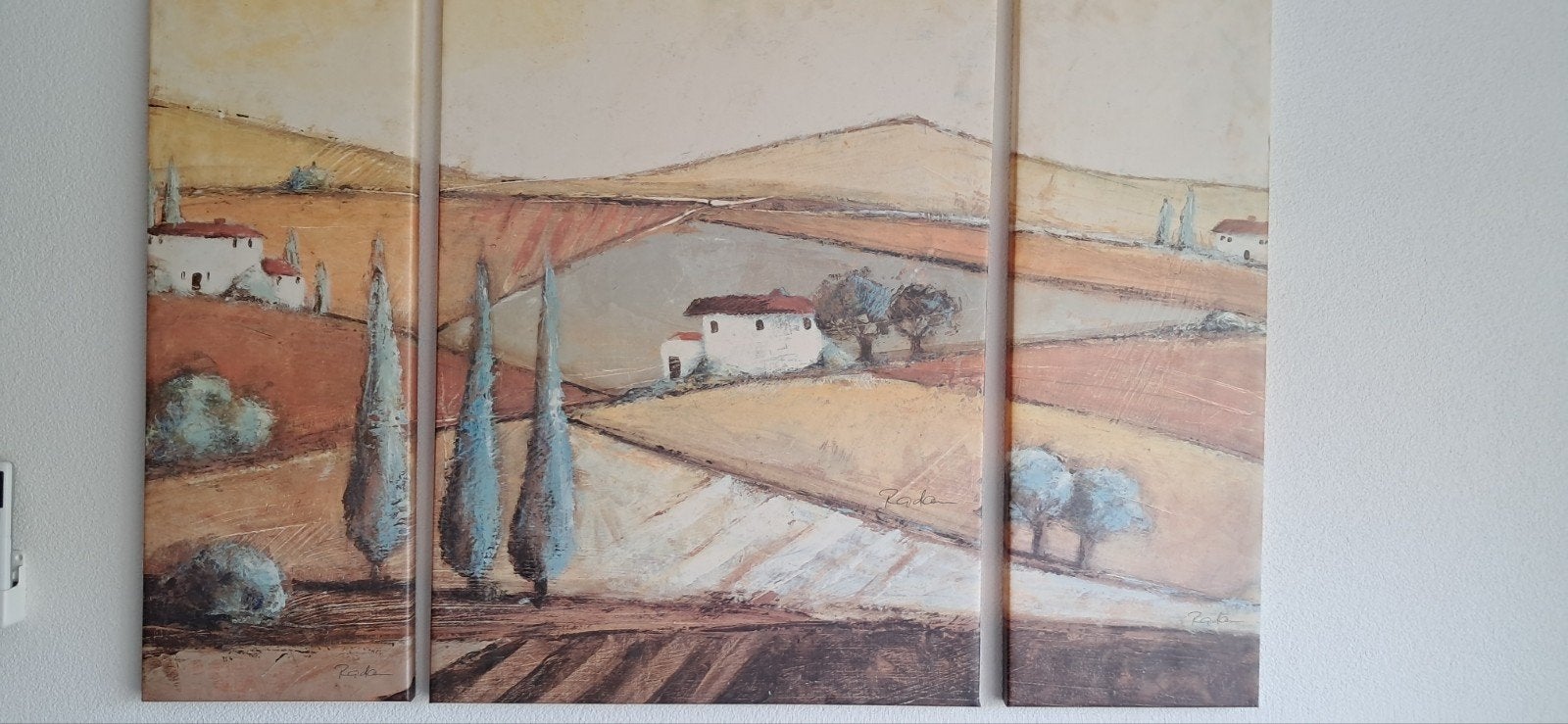 Drieluik Schilderij - Toscaans Landschap, Antiek en Kunst, Ophalen, Doek, Realistisch, Olieverf