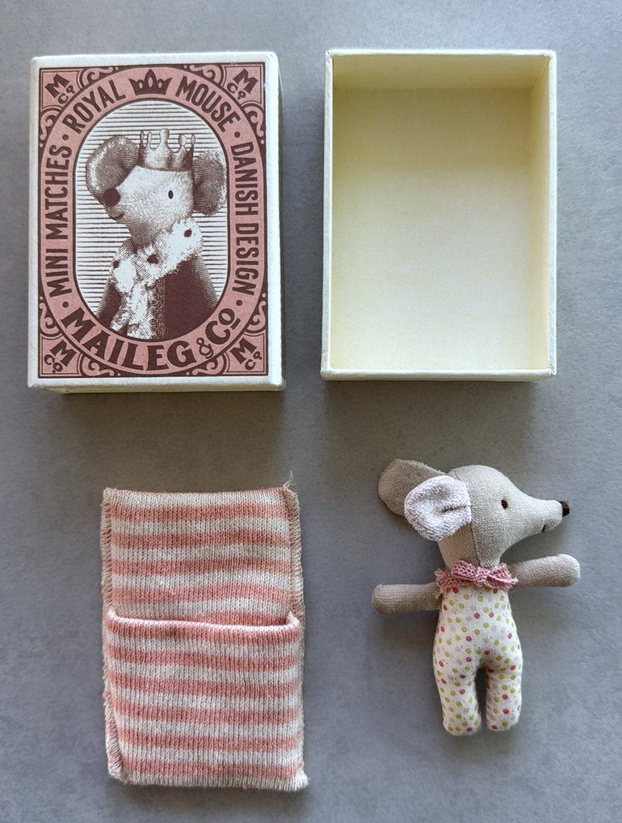 Maileg sleepy wakey baby muis in matchbox roze NIEUW, Ophalen of Verzenden, Nieuw