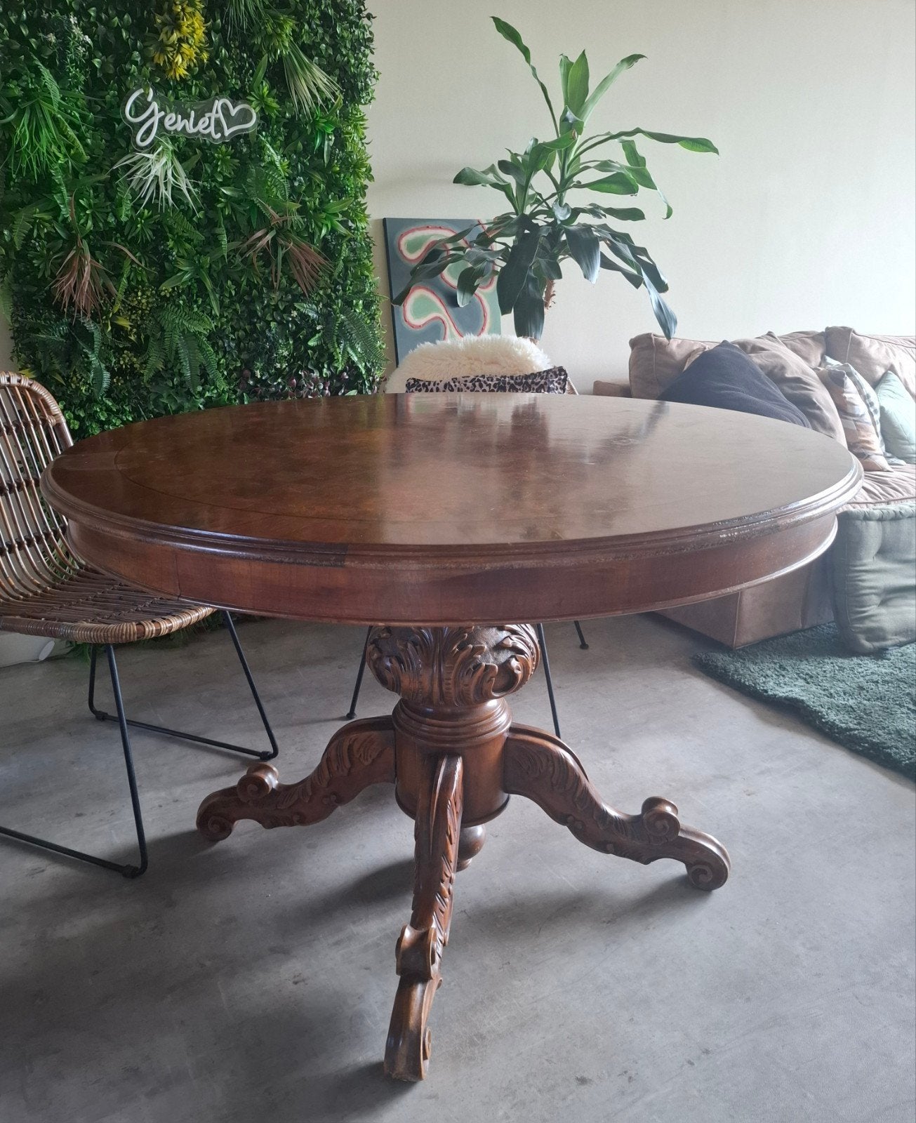 Prachtige antieke ronde eettafel - 120 cm diameter, Ophalen, Rond, 100 tot 150 cm, 100 tot 150 cm